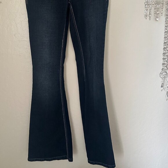 Rewash Women's Denim Dark Wash Embroidery Pockets Bootcut Leg Size 1 - Picture 8 of 16